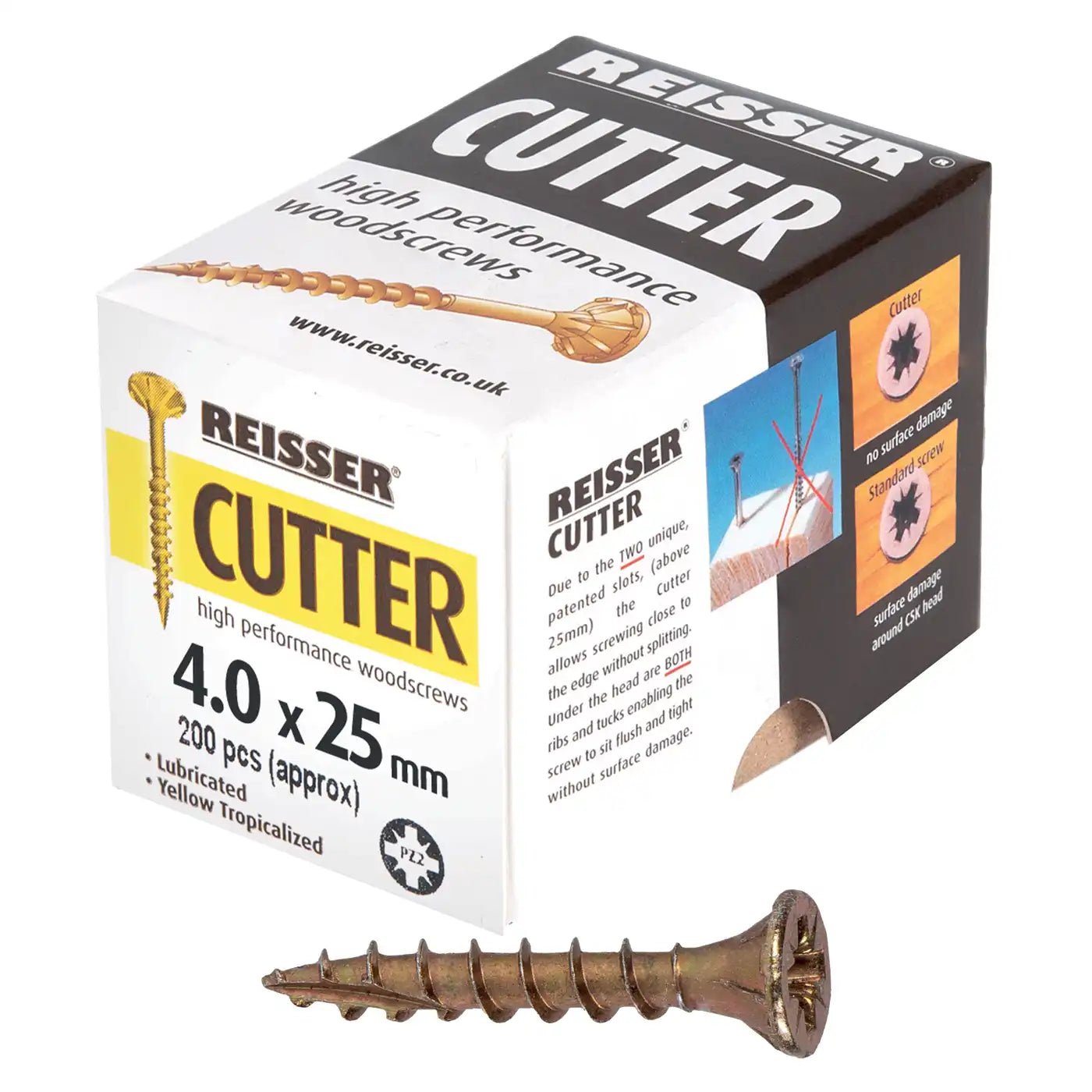 REISSER R2 CUTTER WOODSCREWS 4MM X 25MM - 200 PACK - Transtools Online