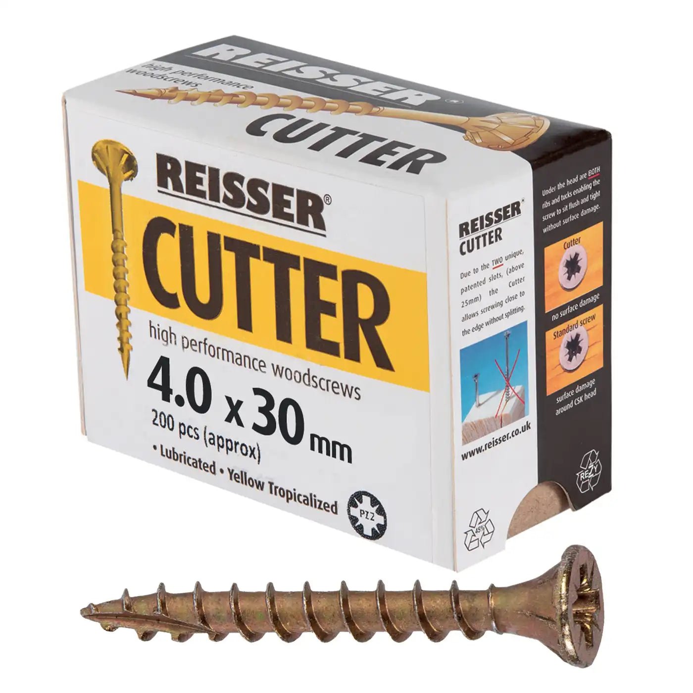 REISSER R2 CUTTER WOODSCREWS 4MM X 30MM - 200 PACK - Transtools Online