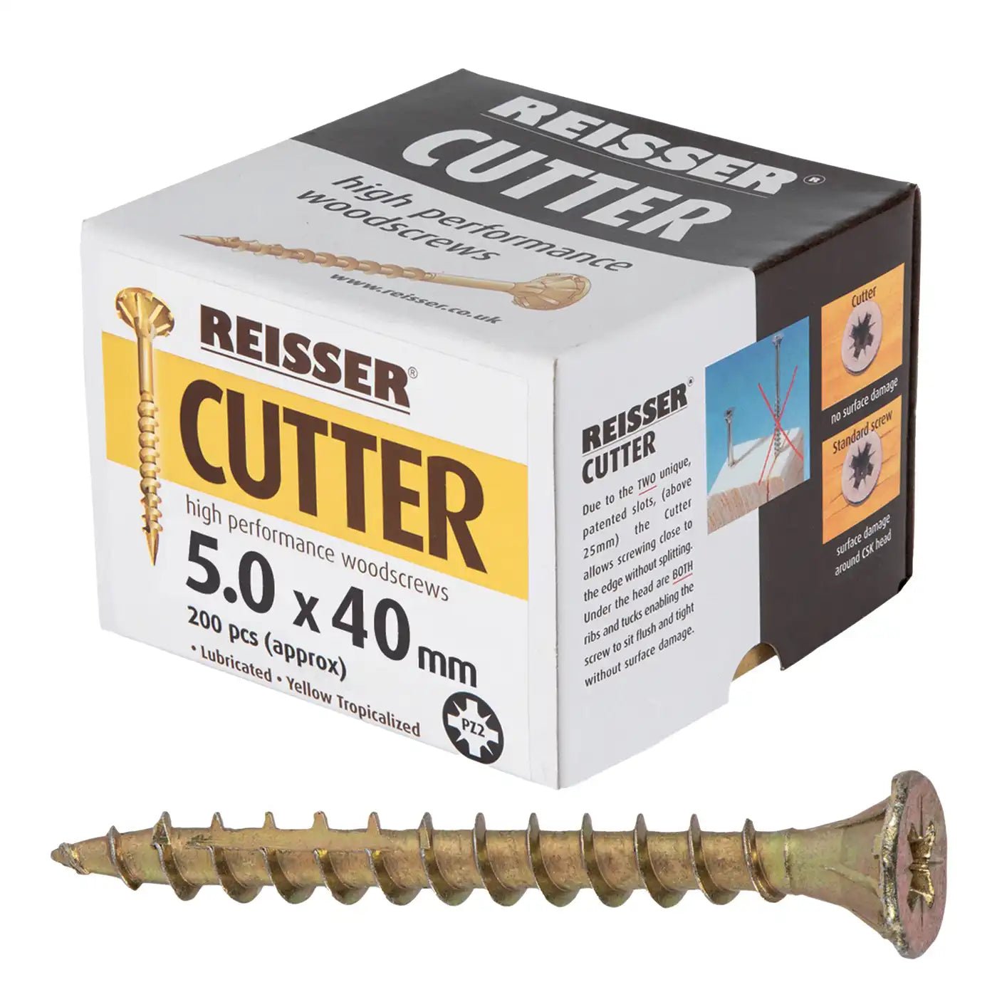 REISSER R2 CUTTER WOODSCREWS 5MM X 40MM - 200 PACK - Transtools Online