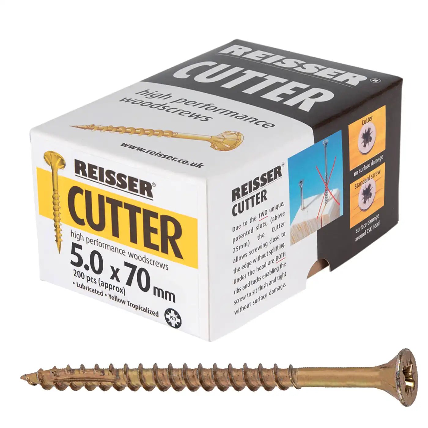 REISSER R2 CUTTER WOODSCREWS 5MM X 70MM - 200 PACK - Transtools Online