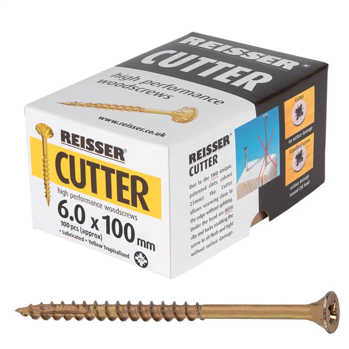REISSER R2 CUTTER WOODSCREWS 6MM X 100MM - 100 PACK - Transtools Online
