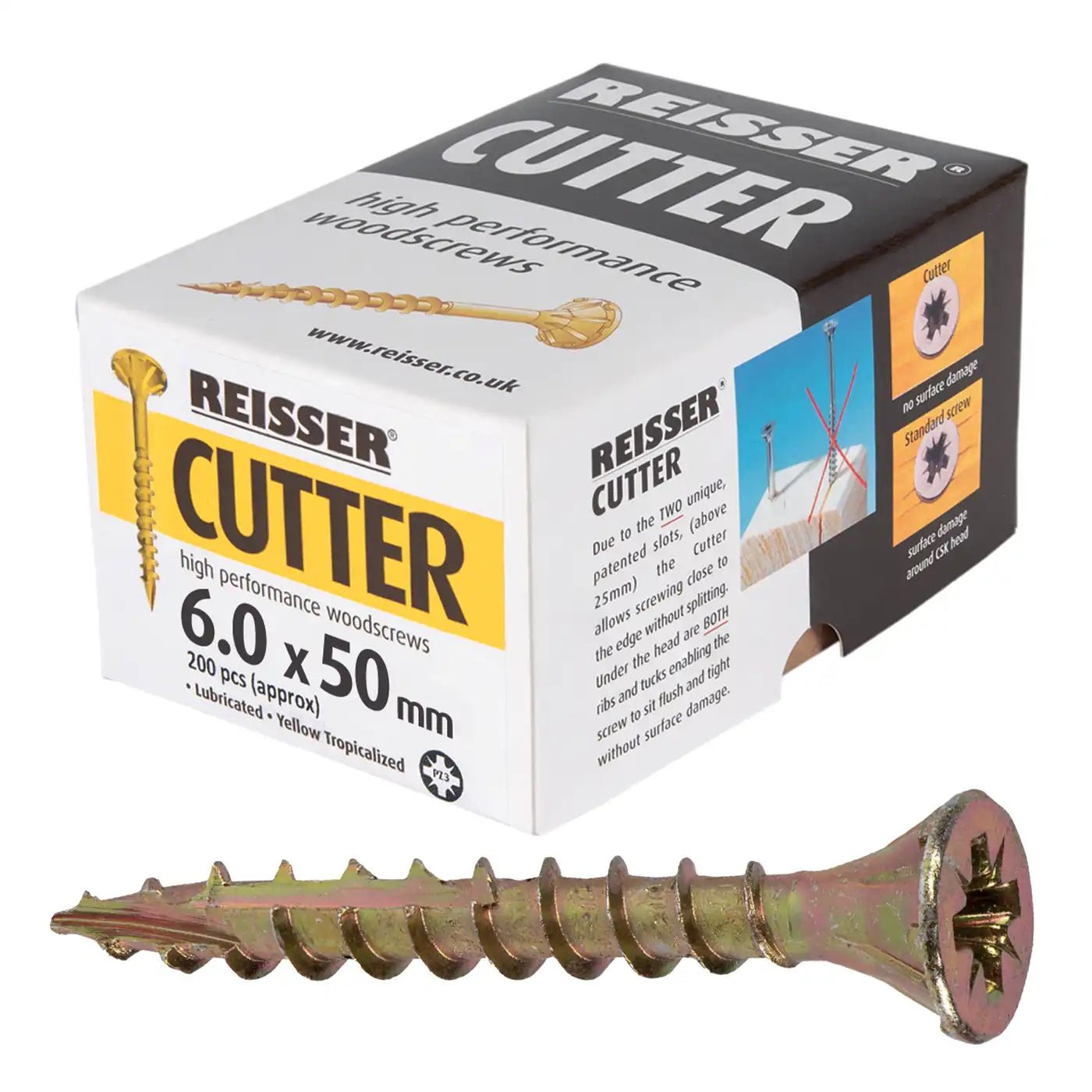 REISSER R2 CUTTER WOODSCREWS 6MM X 50MM - 200 PACK - Transtools Online