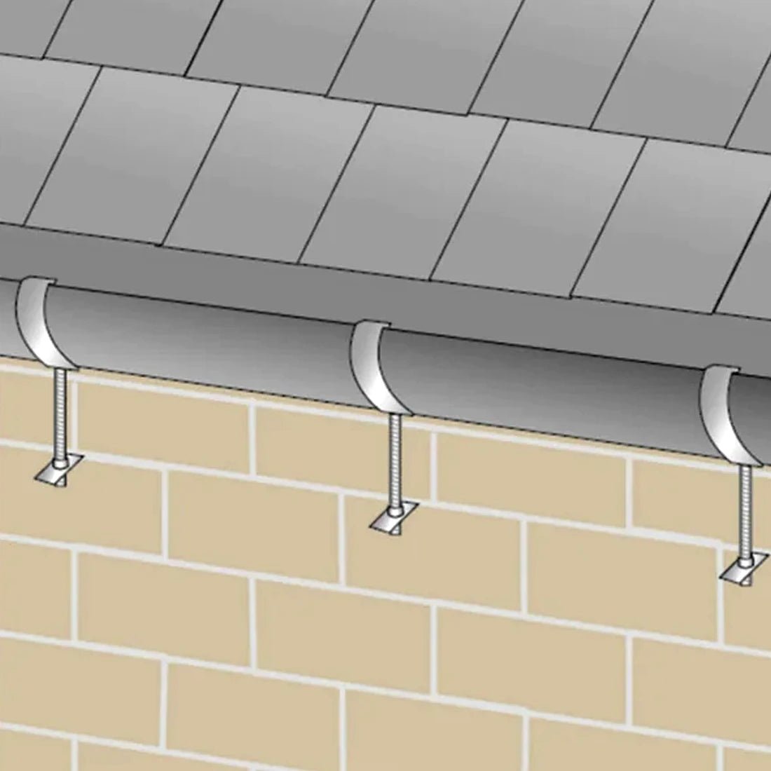 Rise And Fall Black Gutter Bracket Round Galvanised With Spike