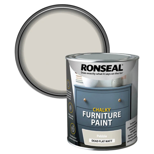Ronseal Chalky Furniture Paint Pebble Dead Flat Matt - 750ml