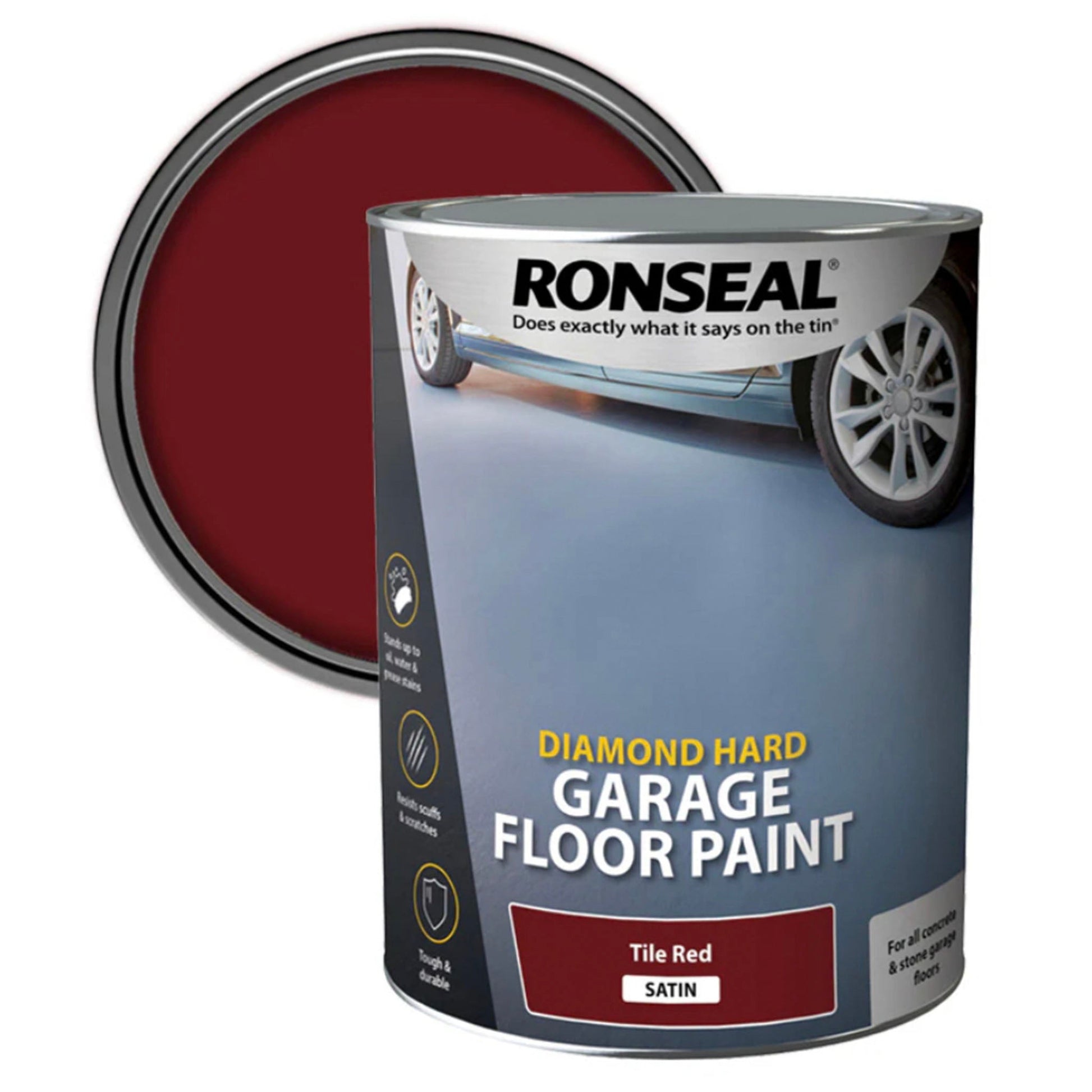 Ronseal Diamond Hard Garage Floor Paint Tile Red Satin Finish