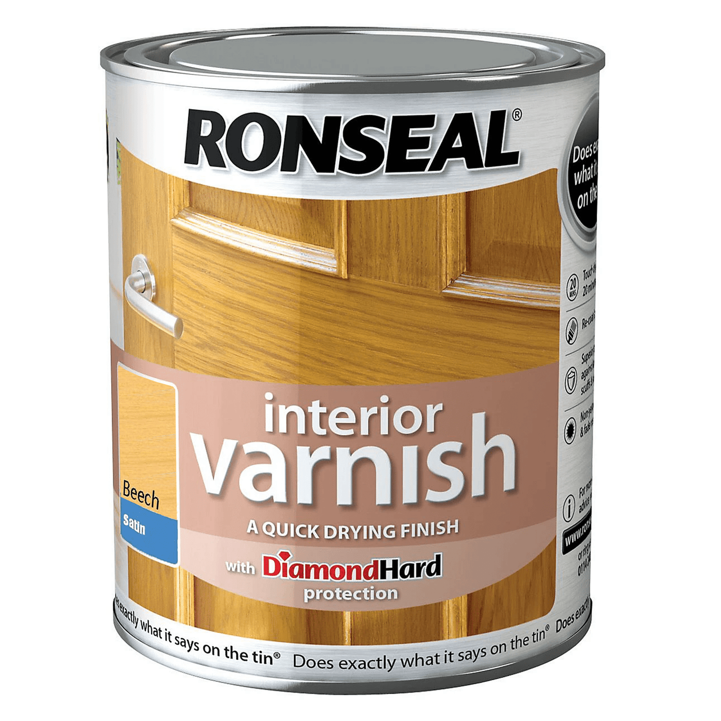 Ronseal Interior Varnish Diamond Hard Satin Beech - 750ml