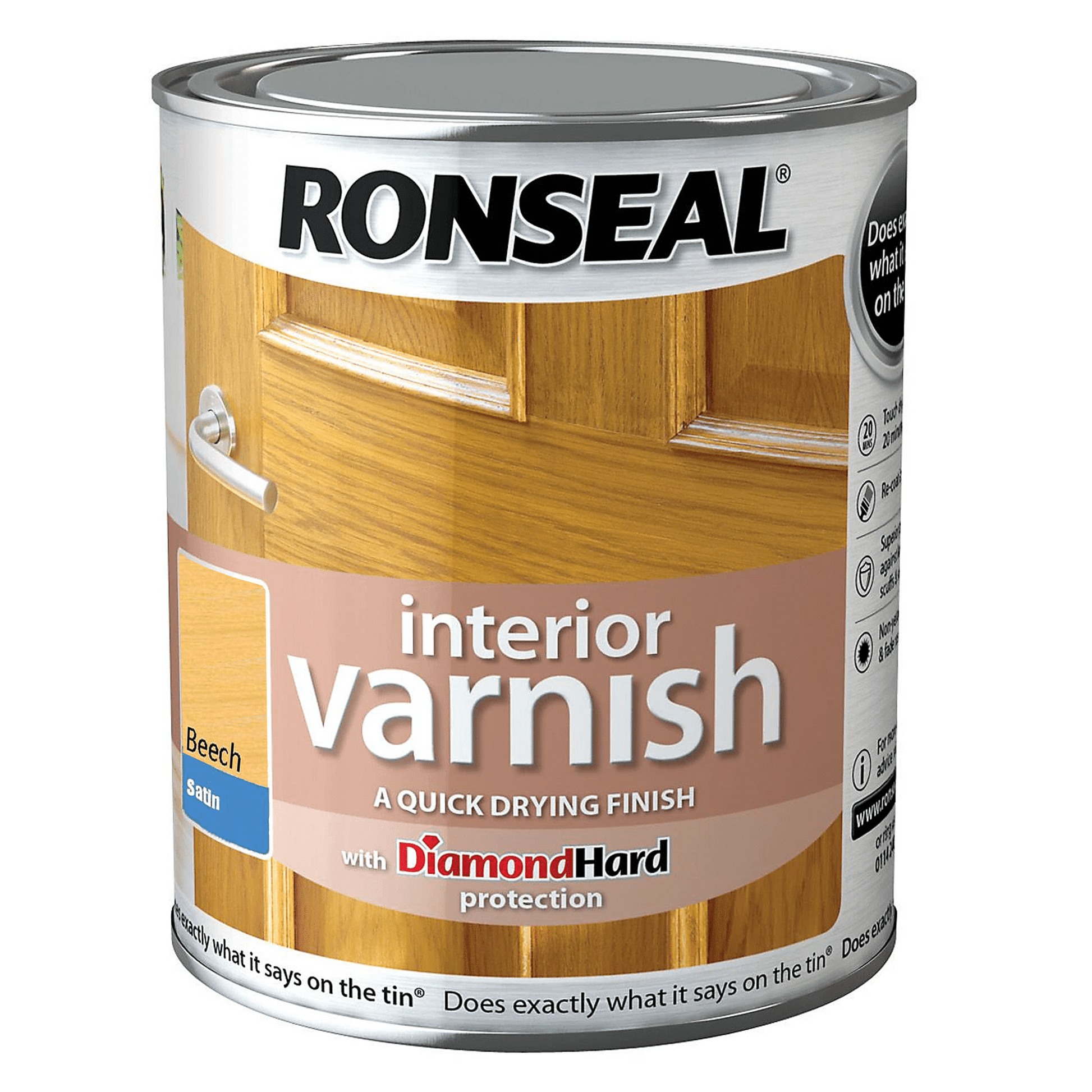Ronseal Interior Varnish Diamond Hard Satin Beech - 750ml