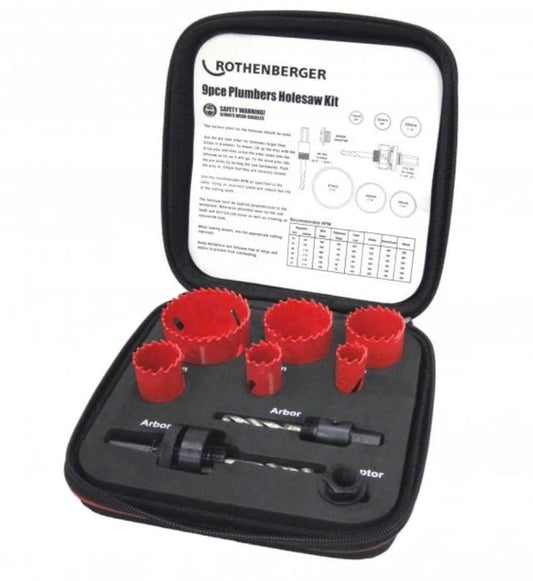 ROTHENBERGER PLUMBERS HOLESAW KIT - 9 PIECE - Transtools Online