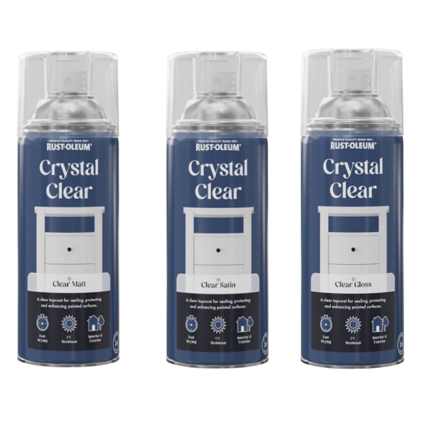 Rust - Oleum Crystal Clear Lacquer Spray Protective Coat Clear - 400ml - Transtools Online