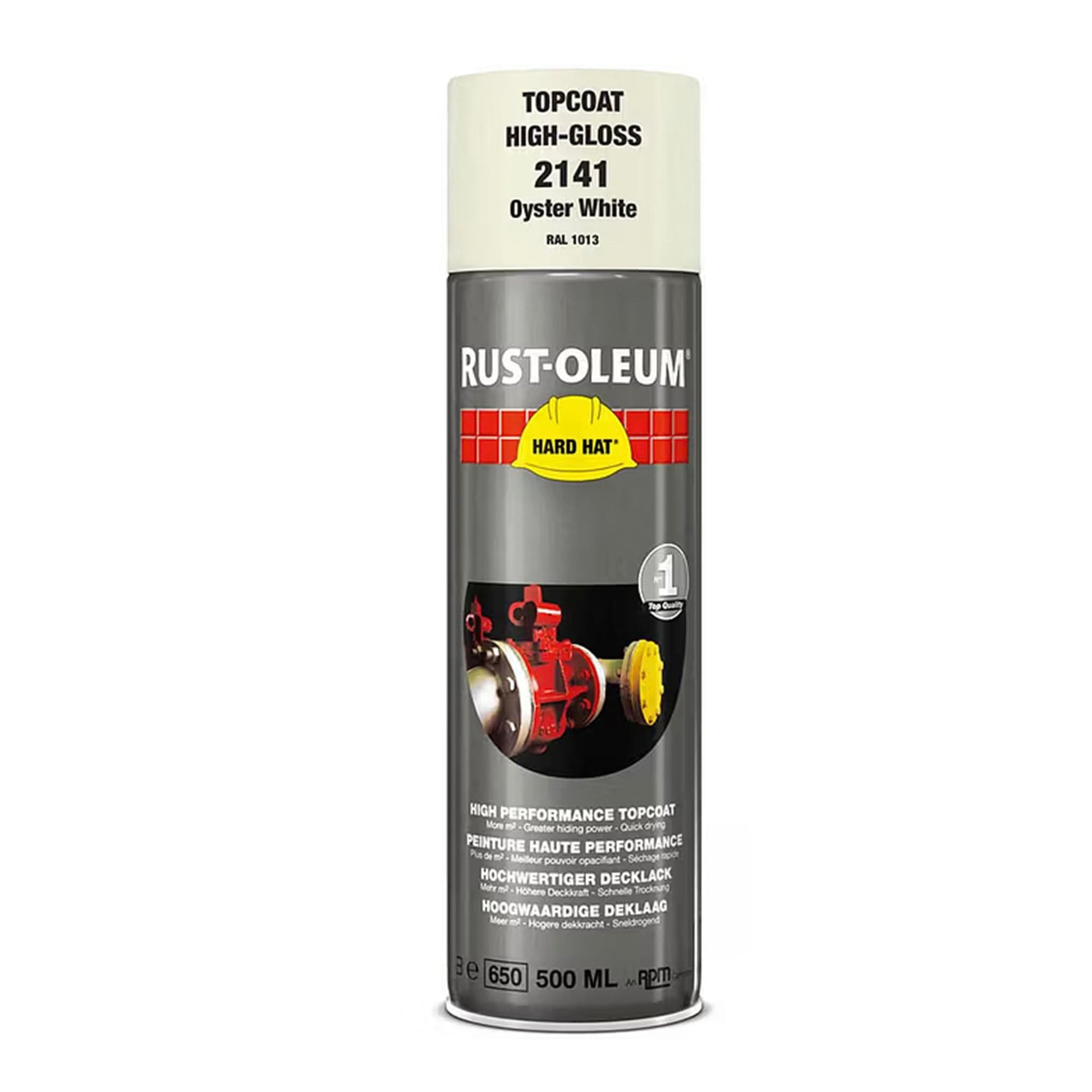 Rust - Oleum Hard Hat Top Coat Spray Oyster White RAL1013 - 500ml - Transtools Online