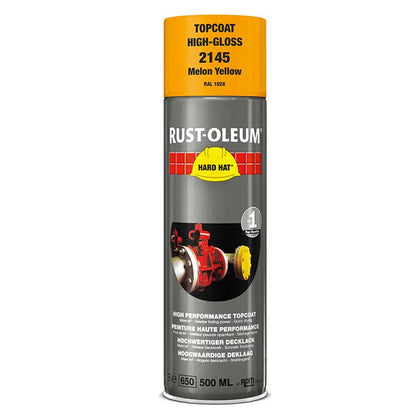 Rust - Oleum Hard Hat Top Coat Spray Paint - Melon Yellow