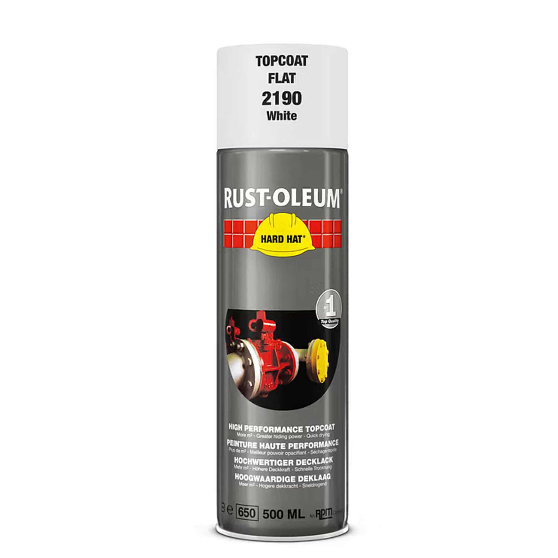Rust - Oleum Hard Hat Top Coat Spray White Matt - 500ml - Transtools Online