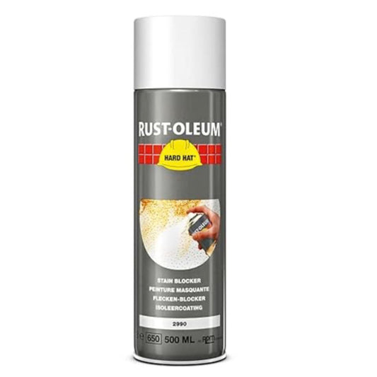 Rust - Oleum Hard Hat White Stain Block Primer Spray Paint - 500ml