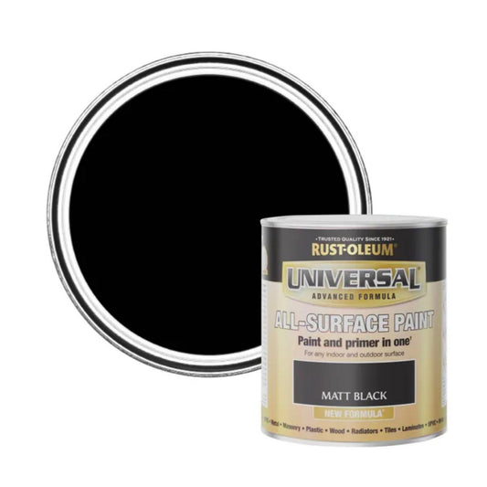 Rust - Oleum Universal All Surface Paint Matt Black - 750ml - Transtools Online