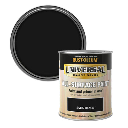 Rust-Oleum Universal All Surface Paint Satin Black - 750ml