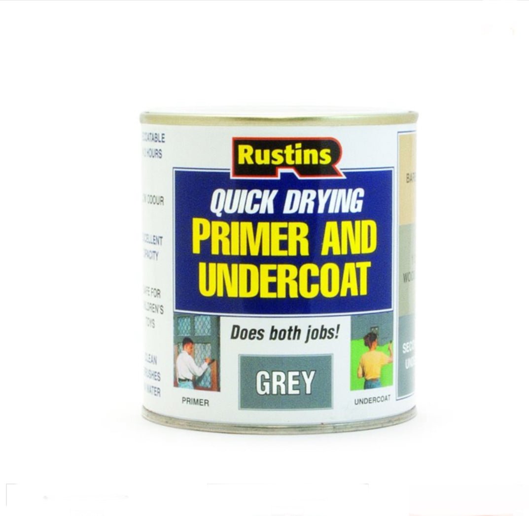 RUSTINS QUICK DRYING PRIMER & UNDERCOAT GREY - 500ML - Transtools Online
