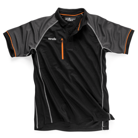 Scruffs Trade Active Polo Shirt Black - Large.