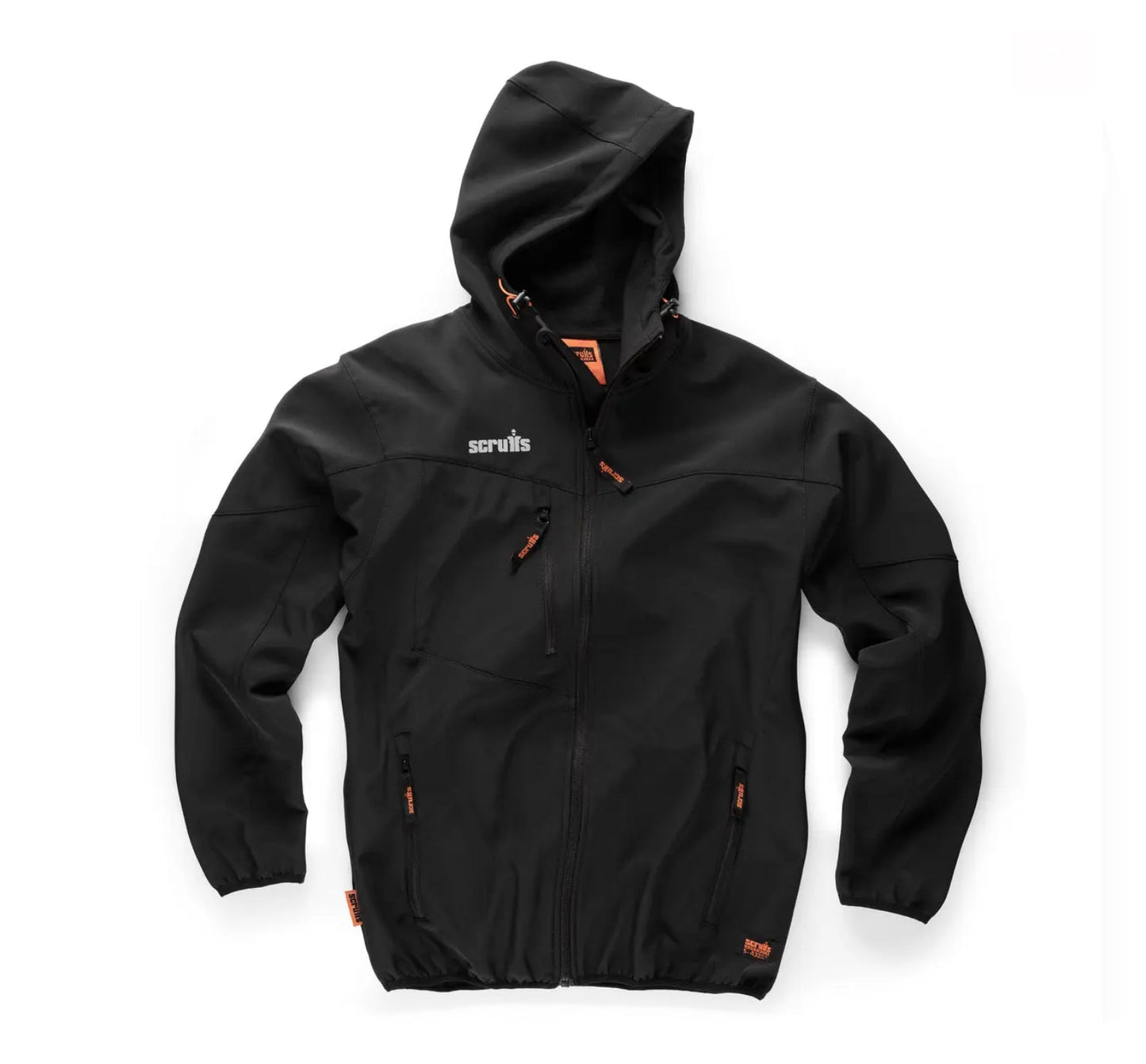 SCRUFFS WORKER SOFTSHELL WORK JACKET WITH HOOD BLACK - XL - Transtools Online