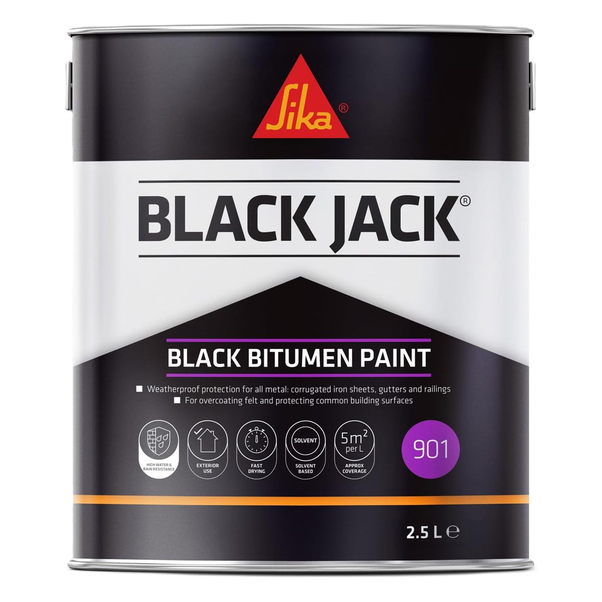 Sika 901 Blackjack Black Bitumen Paint 2.5 Litre