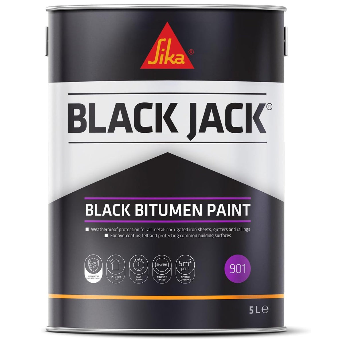 Sika 901 Blackjack Black Bitumen Paint 5 Litre