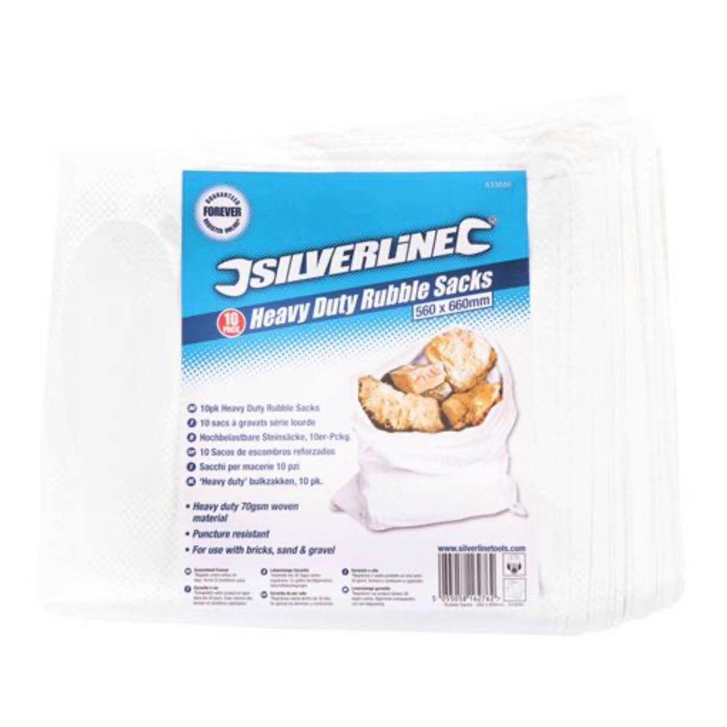 Silverline Heavy Duty Rubble Sacks 560mm x 660mm - 10 Pack - Transtools Online