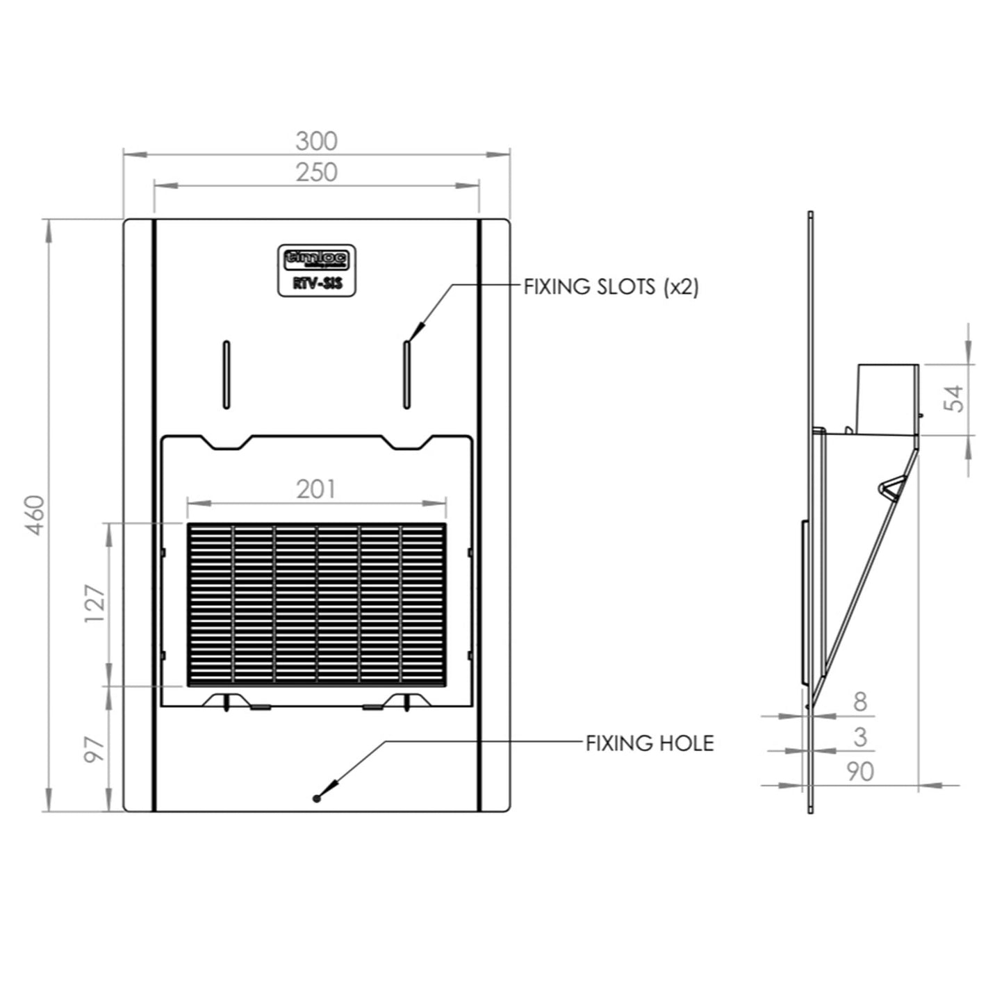 Small Inline Slate Vent Black - Transtools Online