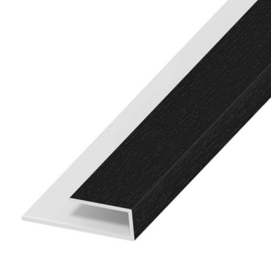 Soffit Black Ash Woodgrain Starter Trim - U Channel 5 Metre - Transtools Online
