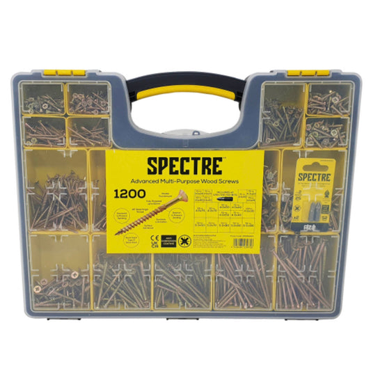 Spectre Woodscrew And Organiser Screw Case Assorted - 1200 Piece