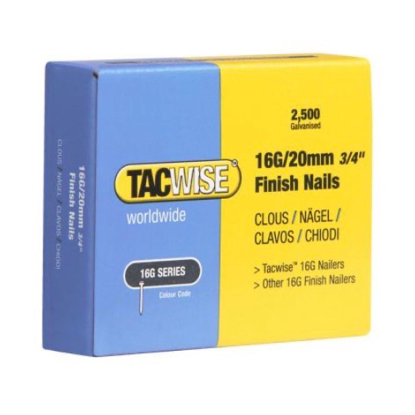 Tacwise 16 Gauge Collated Straight Brad Finishing Nails.