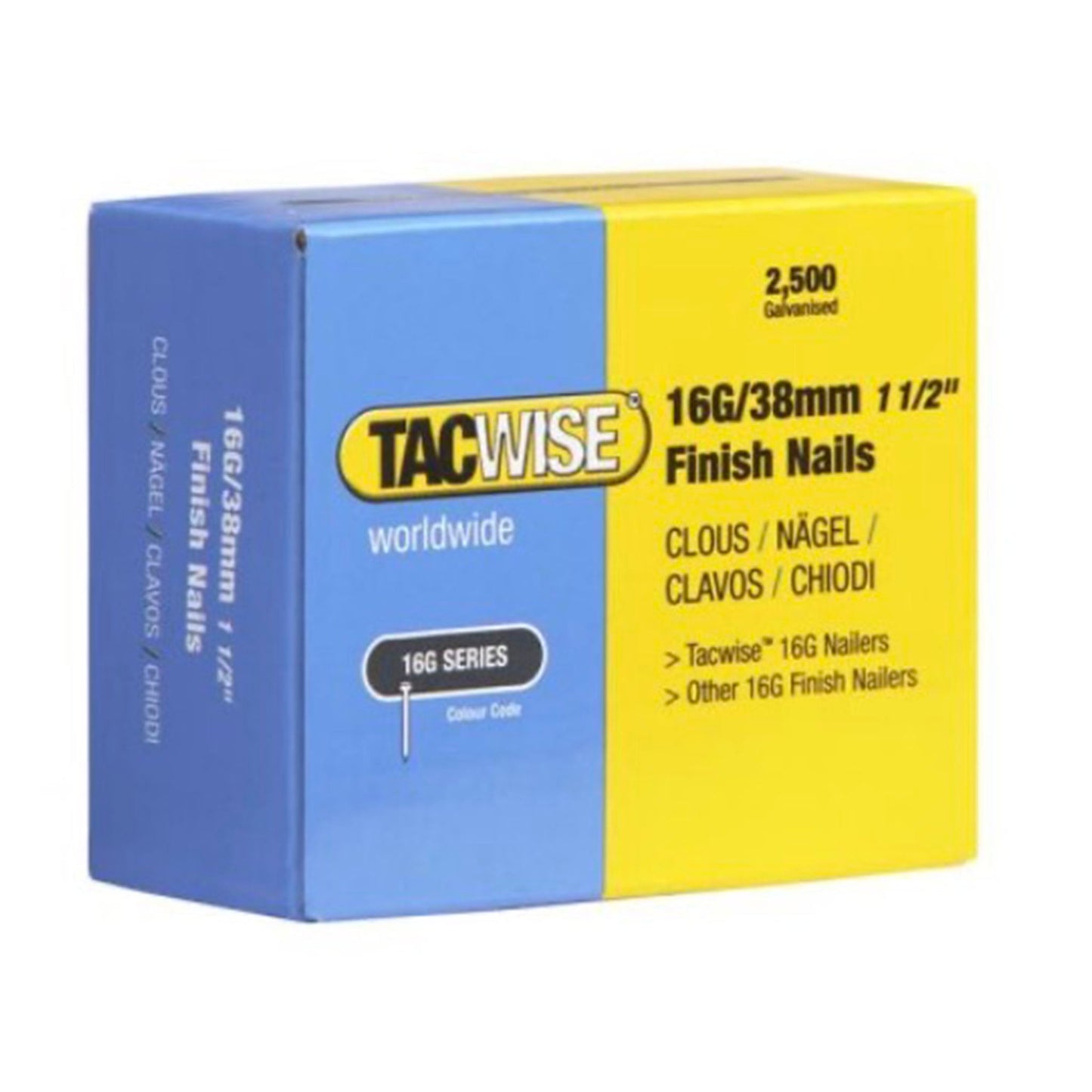Tacwise 16 Gauge Collated Straight Brad Finishing Nails.