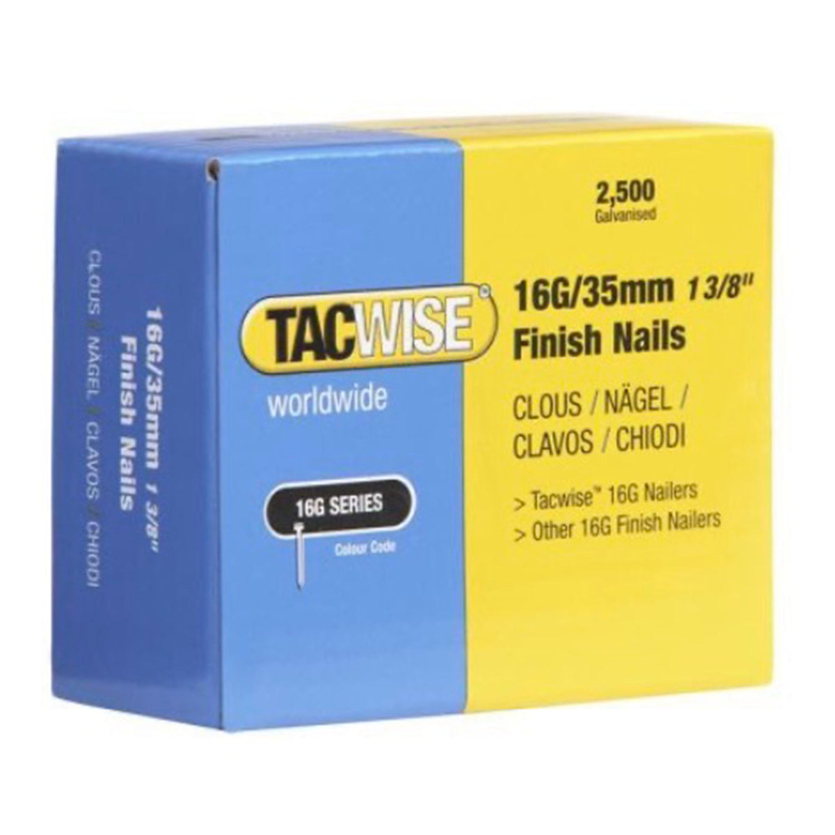 Tacwise 16 Gauge Collated Straight Brad Finishing Nails.