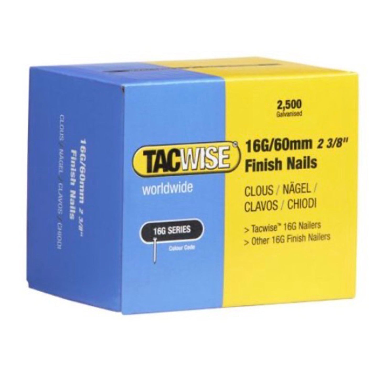 Tacwise 16 Gauge Collated Straight Brad Finishing Nails.