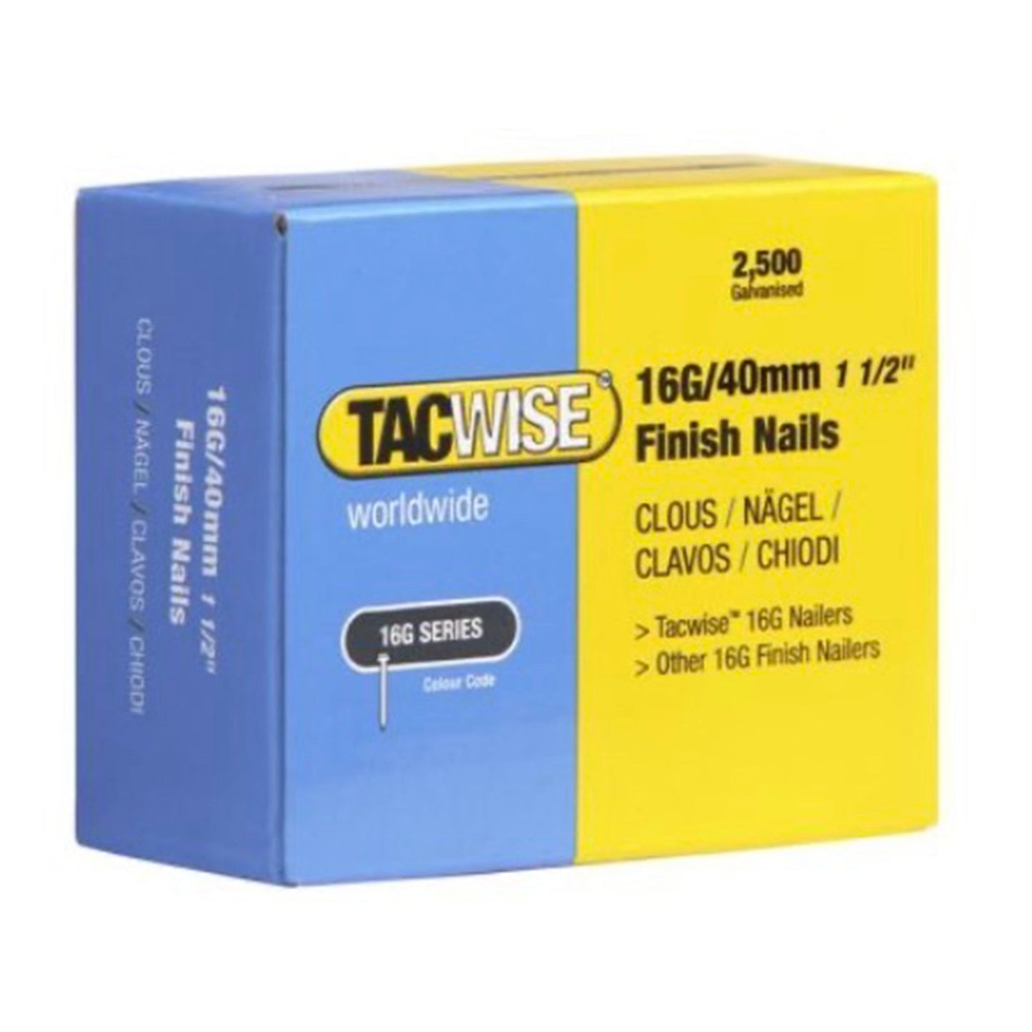 Tacwise 16 Gauge Collated Straight Brad Finishing Nails.