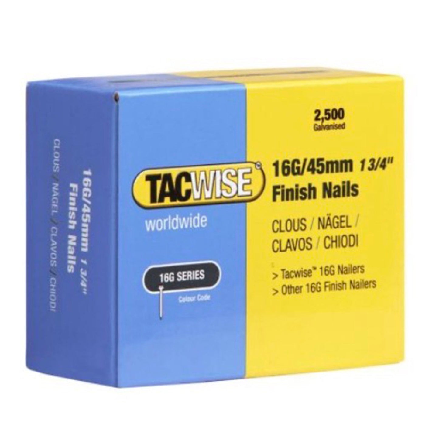 Tacwise 16 Gauge Collated Straight Brad Finishing Nails.