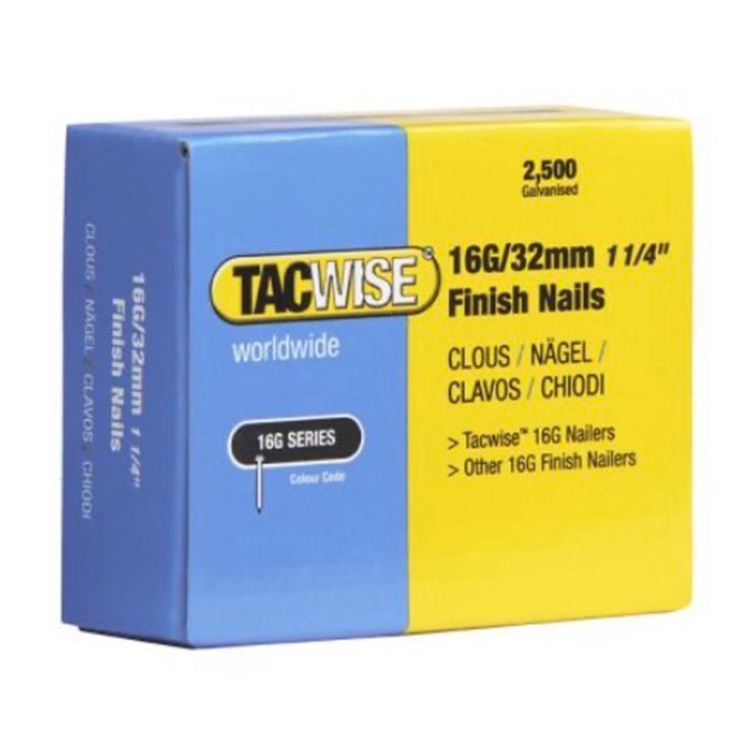 Tacwise 16 Gauge Collated Straight Brad Finishing Nails.