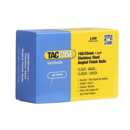 Tacwise 16 Gauge Stainless Angled Brad Finishing Nails 45mm