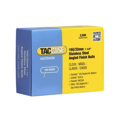 Tacwise 16 Gauge Stainless Angled Brad Finishing Nails 32mm