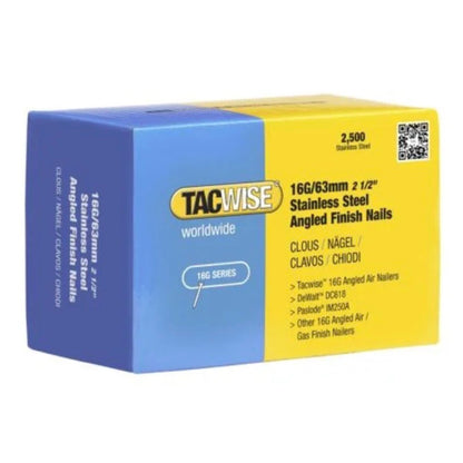 Tacwise 16 Gauge Stainless Angled Brad Finishing Nails 63mm