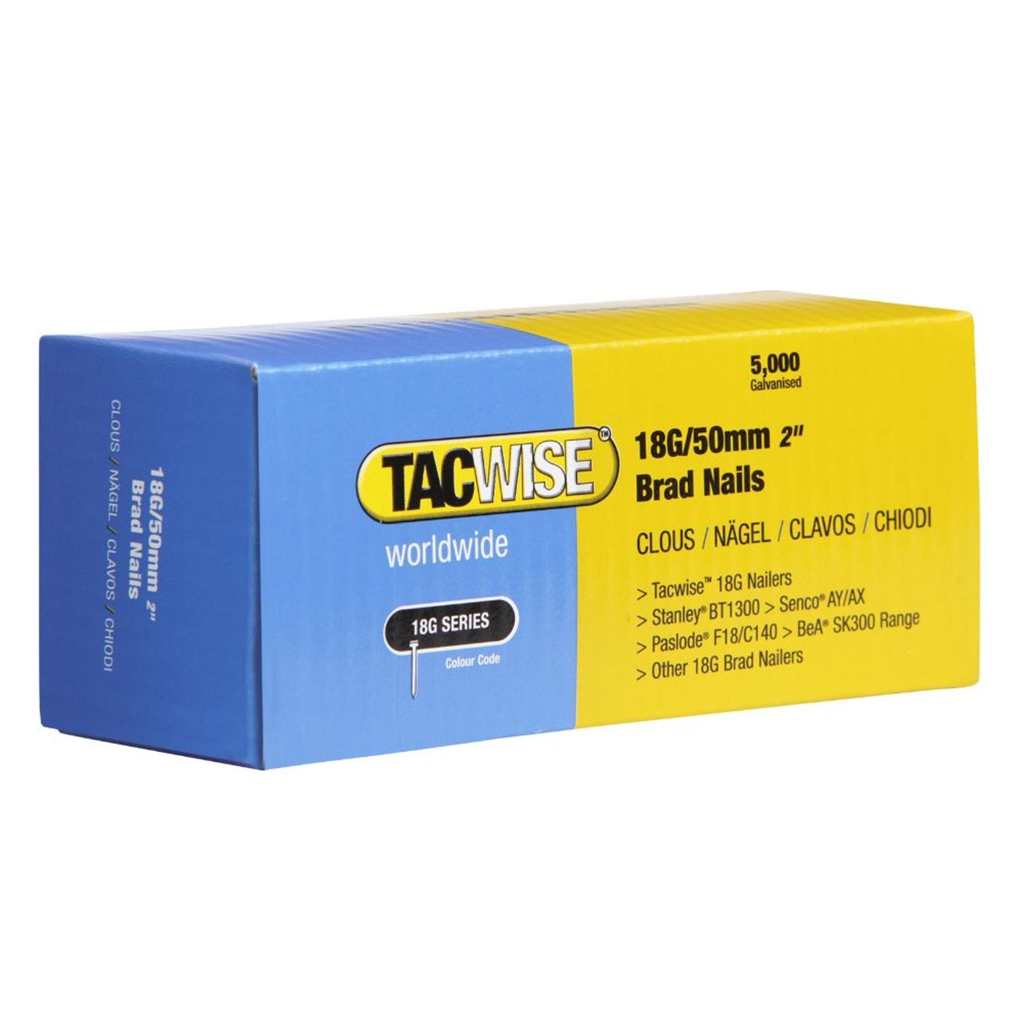 Tacwise 18G Galvanised Smooth Brad Nails 10mm - 50mm
