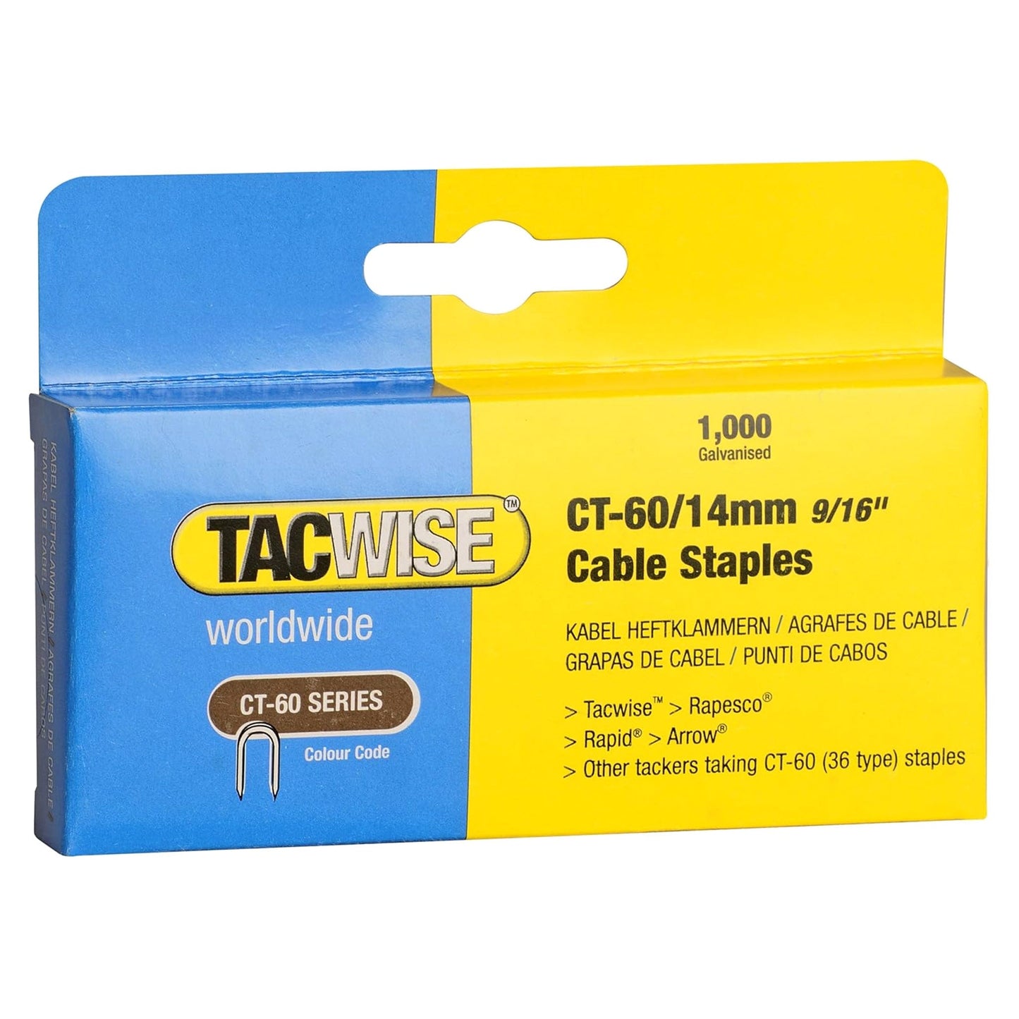 Tacwise CT - 60 Cable Staples 10mm - 14mm