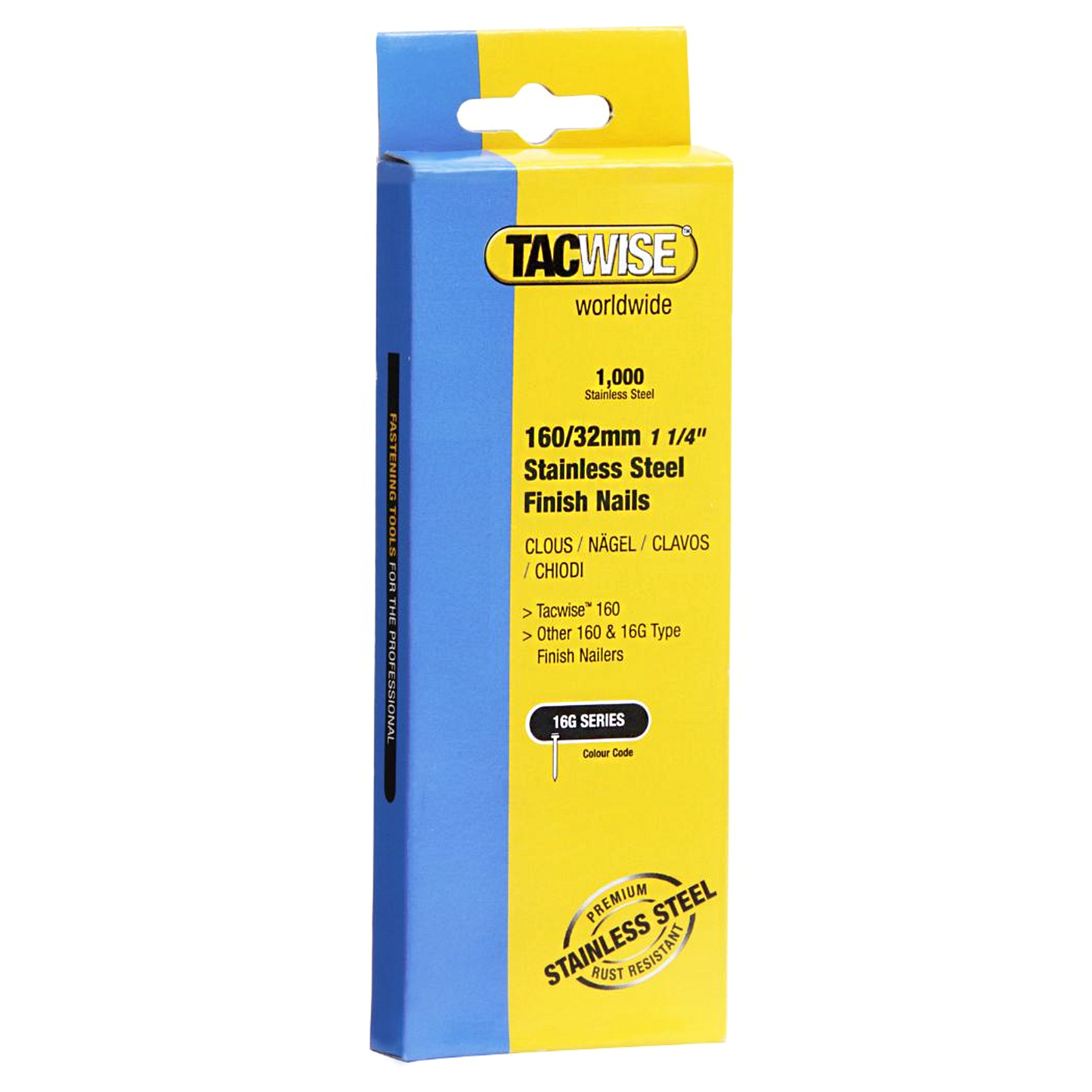Tacwise Type 160 Collated Stainless Steel 16G Finishing Nails 32mm - 1000 Pack