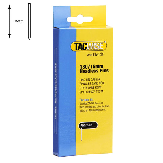 Tacwise Type 180 Collated Headless Pin Nails 15mm - 2000 Pack 18 Gauge