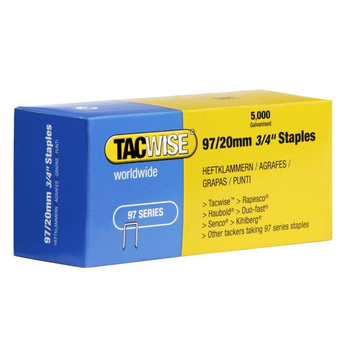 Tacwise Type 97 Narrow Crown Staples 10mm - 25mm