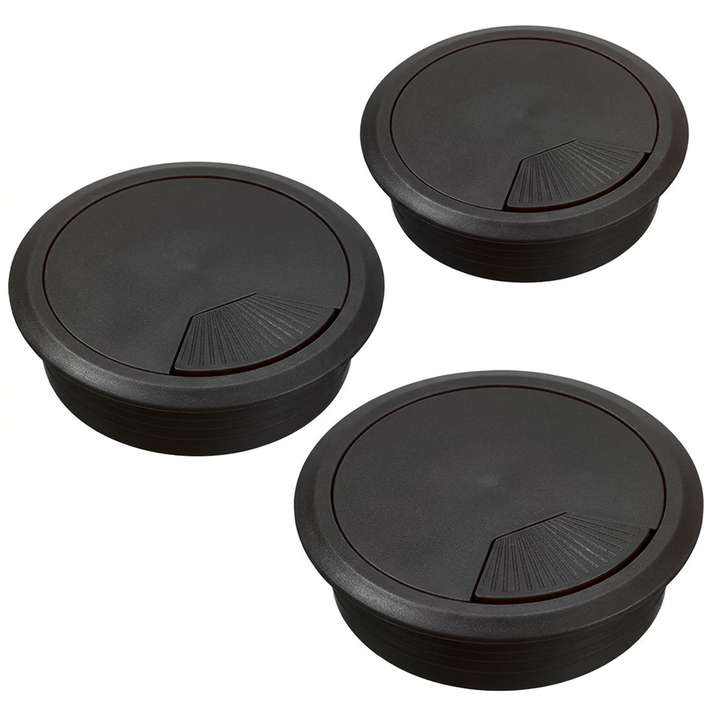 Trend Desk Cable Tidy Insert and Spring Loaded Coverplate 80mm Black CTI/80/PK3