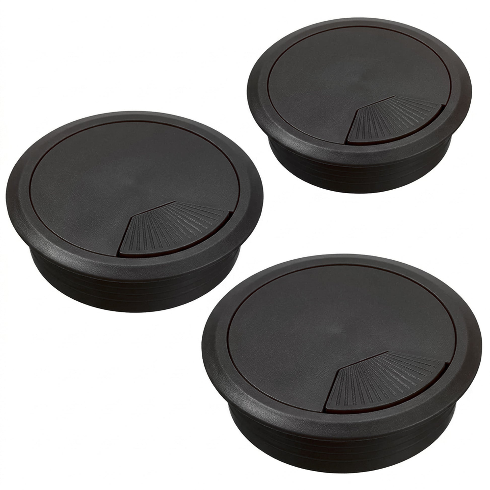 Trend Desk Cable Tidy Insert and Spring Loaded Coverplate 80mm Black CTI/80/PK3