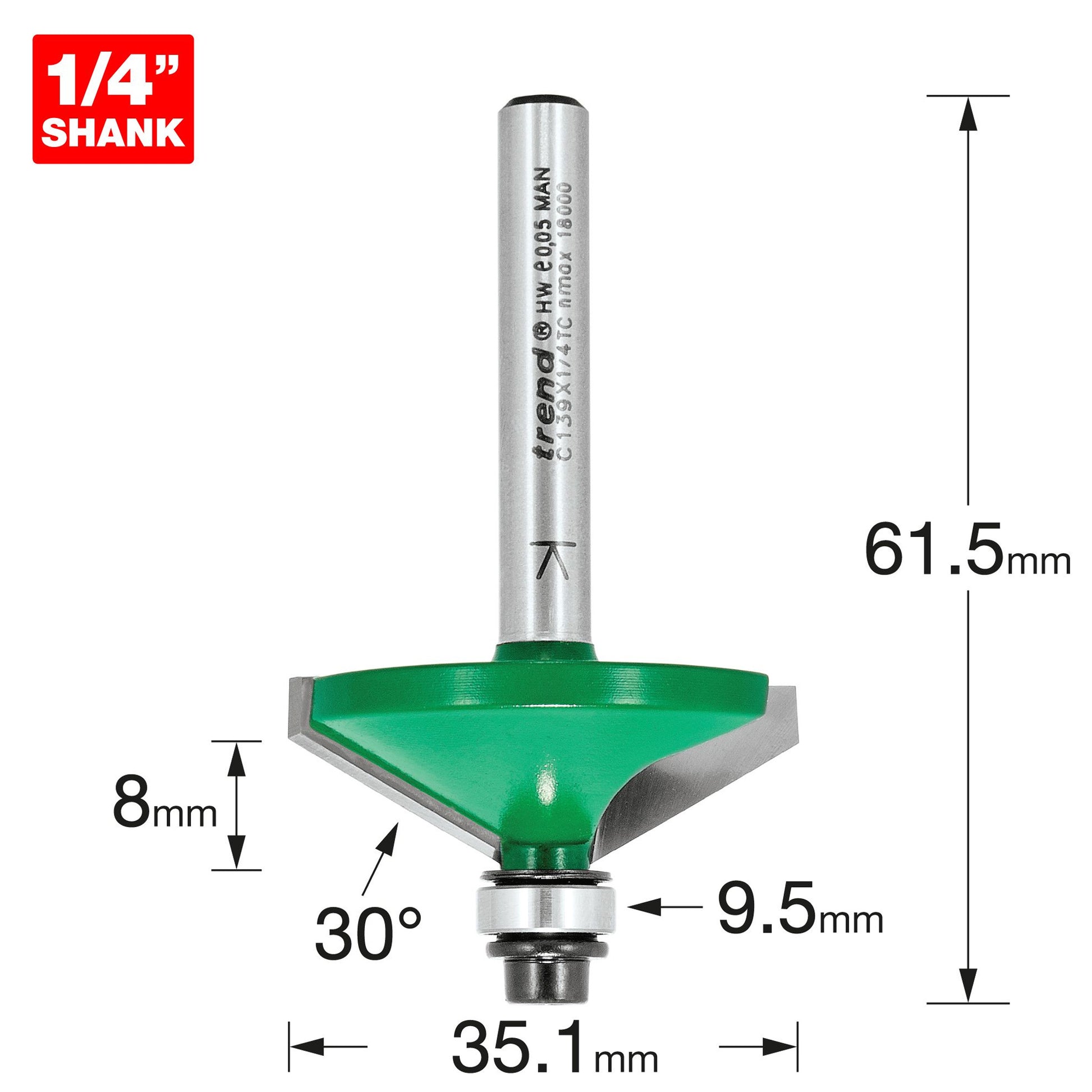 Trend Self Guided Chamfer 30 Degree x 7mm Cut C139X1/4TC Size