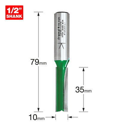 Trend Two Flute Straight Router Cutter 10mm diameter C016AX1/2TC Size