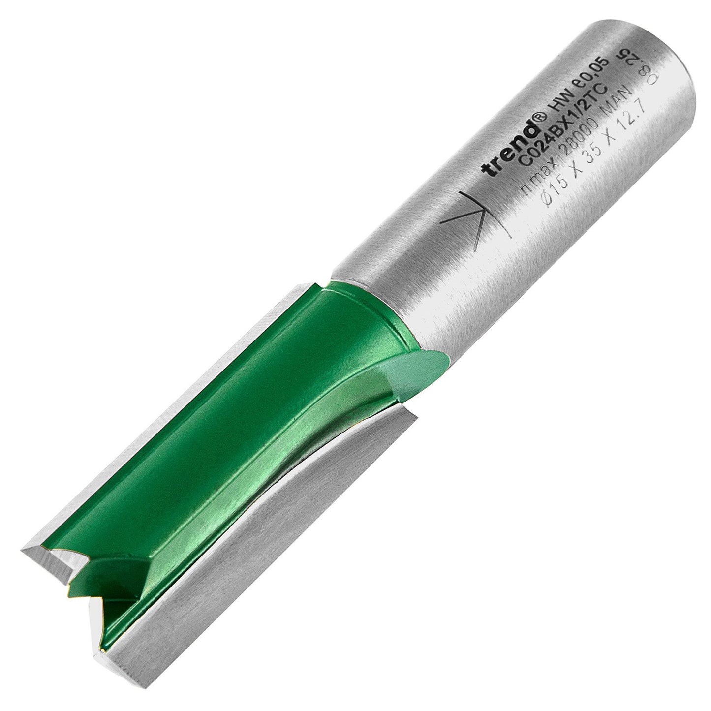 Trend Two Flute Straight Router Cutter 15mm diameter C024BX1/2TC