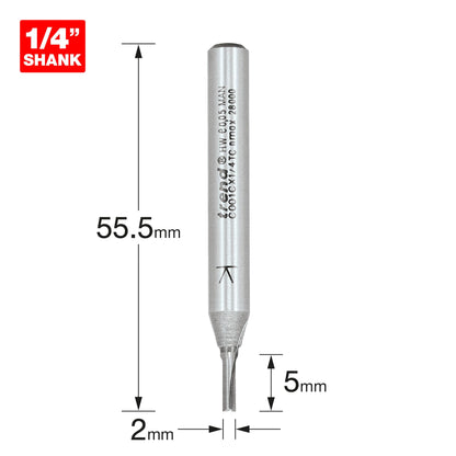 Trend Two Flute Straight Router Cutter 10mm Diameter C001CX1/4TC Size