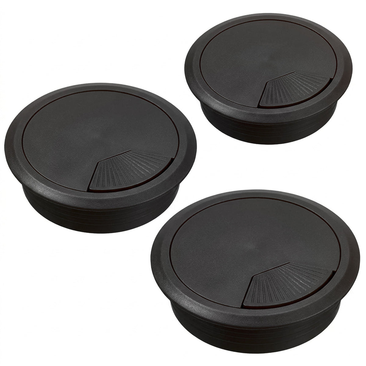 Trend Desk Cable Tidy Insert and Spring Loaded Coverplate 80mm Black CTI/80/PK3